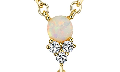 Shop La Rocks Opal & Cz Pendant Necklace In Gold