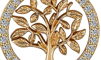 Shop La Rocks Tree Cz Circle Pendant Necklace In Gold