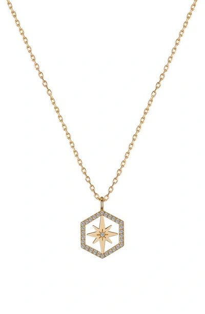 Shop La Rocks Cz Star Pendant Necklace In Gold