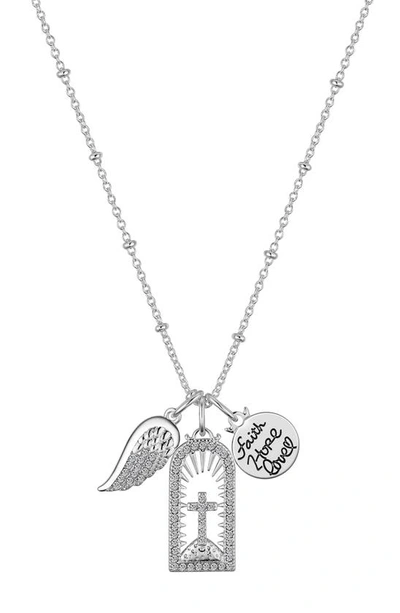Shop La Rocks Cz Faith, Love & Hope Pendant Necklace In Gold