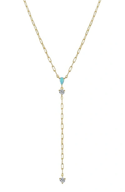 Shop La Rocks Opal & Cz Y-necklace In Gold