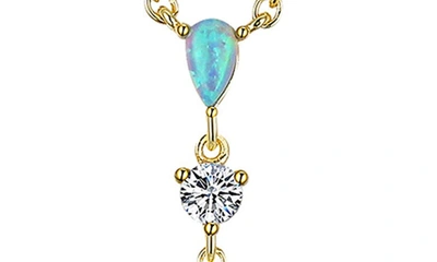 Shop La Rocks Opal & Cz Y-necklace In Gold