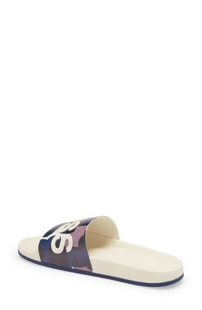 Hugo Boss Bay Slide Sandal In Beige Print