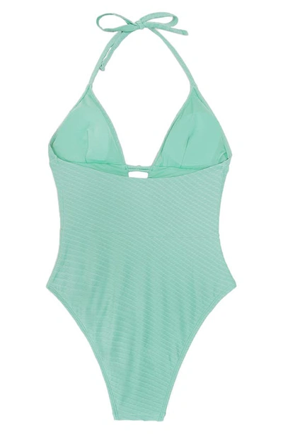 Shop Cupshe Hollow Out Halter One-piece Swimsuit In Dark Green