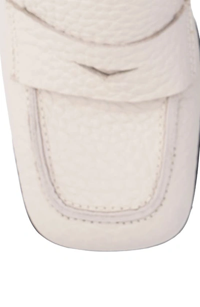 Shop Aquatalia Carlina Block Heel Penny Loafer In Cream
