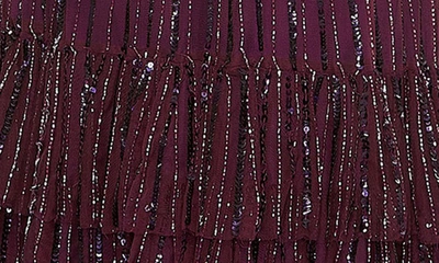 Shop Fabulouss By Mac Duggal Beaded Long Sleeve Wrap Front Gown In Blackberry