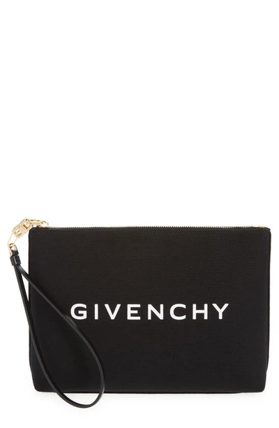 Shop Givenchy Logo Graphic Canvas Travel Pouch In Black