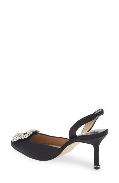 Manolo Blahnik Hangisi Crystal Buckle Slingback Pump In Black