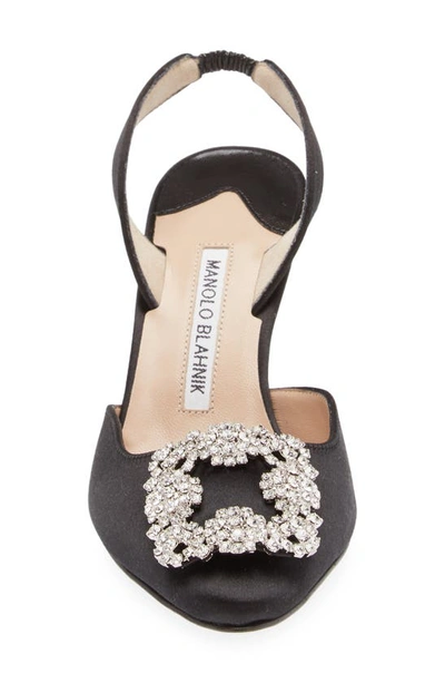 Manolo Blahnik Hangisi Crystal Buckle Slingback Pump In Black