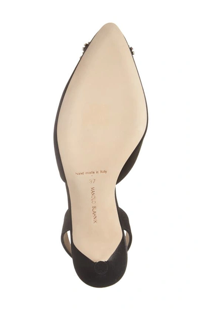 Manolo Blahnik Hangisi Crystal Buckle Slingback Pump In Black