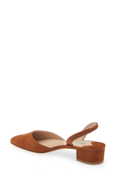 Manolo Blahnik Aspro Block Heel Slingback Suede Pump In Brown