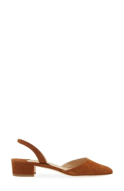 Manolo Blahnik Aspro Block Heel Slingback Suede Pump In Brown
