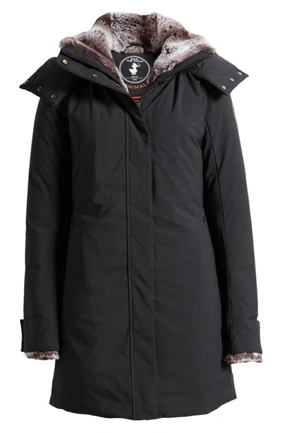 Shop Save The Duck Samantha Hooded Parka With Faux Fur Lining In Black