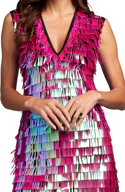 Sho By Tadashi Shoji Fringe Sequin Minidress In Hot Pink