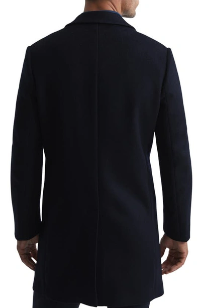 Shop Reiss Gable Wool Blend Overcoat In Navy