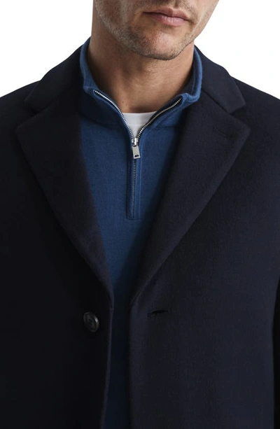 Shop Reiss Gable Wool Blend Overcoat In Navy