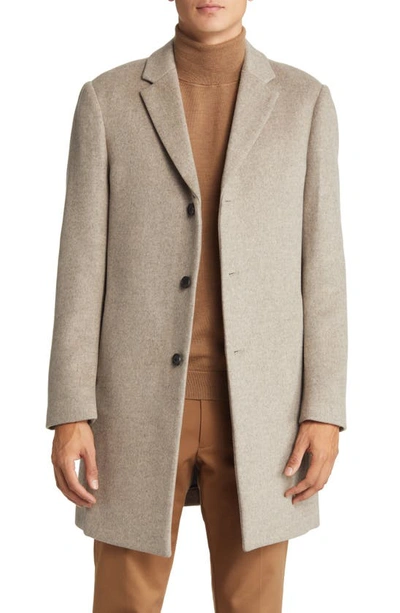 Shop Reiss Gable Wool Blend Overcoat In Stone Melange