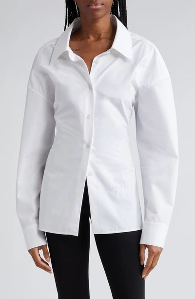 Shop Alexander Wang Mixed Media Button-up Shirt In White