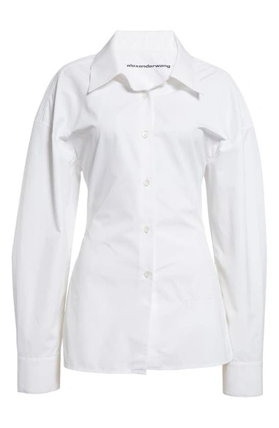 Shop Alexander Wang Mixed Media Button-up Shirt In White