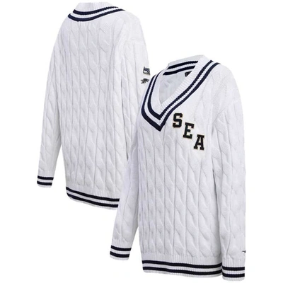 Shop Pro Standard White Seattle Seahawks Prep V-neck Pullover Sweater