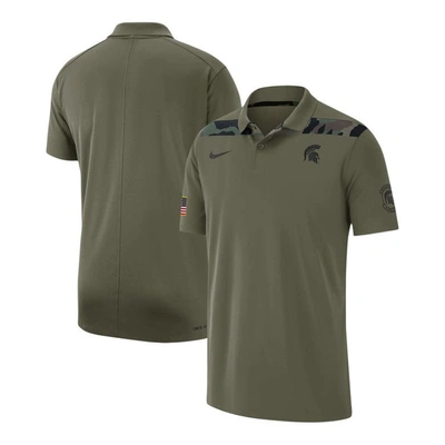 Shop Nike Olive Michigan State Spartans 2023 Sideline Coaches Military Pack Performance Polo