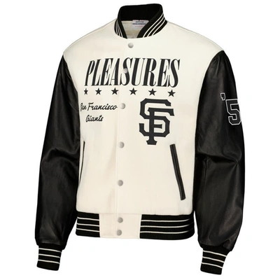 Shop Pleasures White San Francisco Giants Full-snap Varsity Jacket