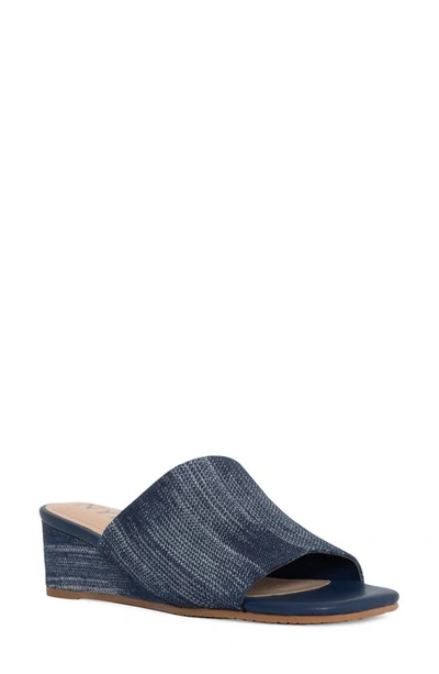 Shop Nydj Claudine Wedge Slide Sandal In Dark Blue