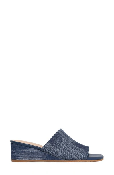 Shop Nydj Claudine Wedge Slide Sandal In Dark Blue