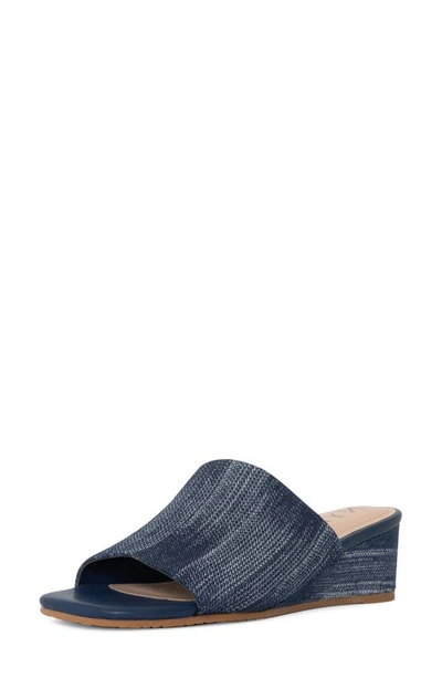 Shop Nydj Claudine Wedge Slide Sandal In Dark Blue