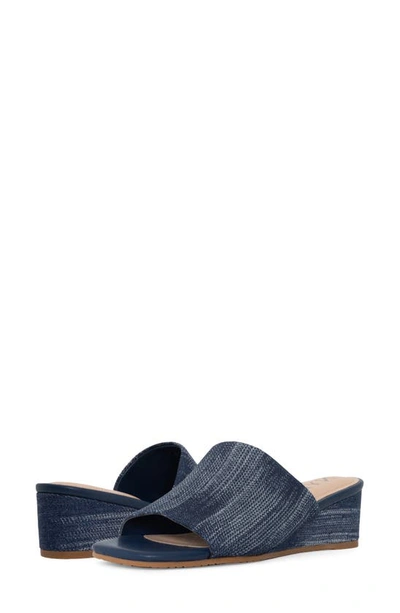 Shop Nydj Claudine Wedge Slide Sandal In Dark Blue