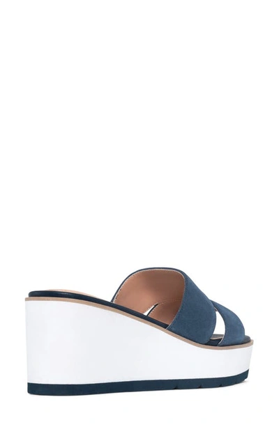 Shop Nydj Raizu Platform Wedge Slide Sandal In Navy