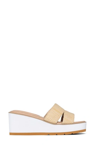 Nydj Raizu Platform Wedge Slide Sandal In Ecru
