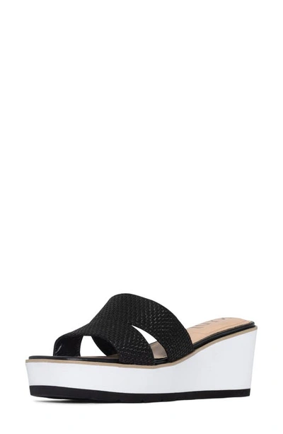 Shop Nydj Raizu Platform Wedge Slide Sandal In Black