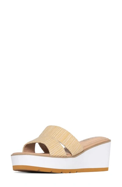Nydj Raizu Platform Wedge Slide Sandal In Ecru