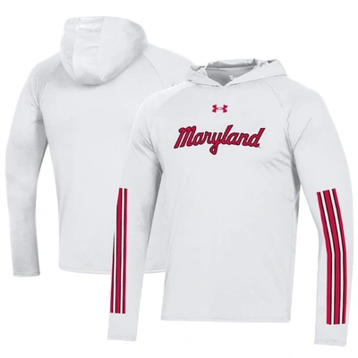 Shop Under Armour White Maryland Terrapins Throwback Tech Long Sleeve Hoodie T-shirt
