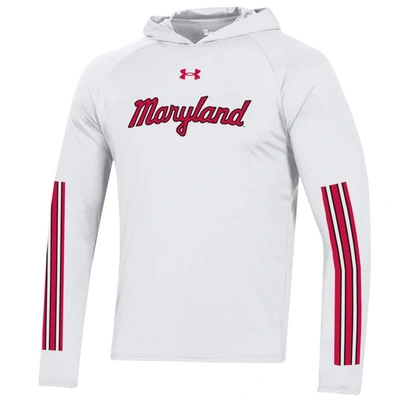 Shop Under Armour White Maryland Terrapins Throwback Tech Long Sleeve Hoodie T-shirt
