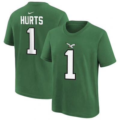Shop Nike Preschool  Jalen Hurts Kelly Green Philadelphia Eagles Player Name & Number T-shirt