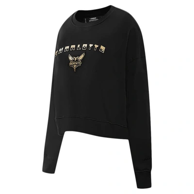 Shop Pro Standard Black Charlotte Hornets Glam Cropped Pullover Sweatshirt