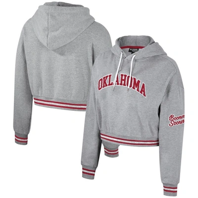 Shop The Wild Collective Heather Gray Oklahoma Sooners Cropped Shimmer Pullover Hoodie