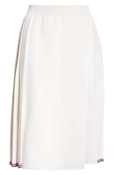 Thom Browne Pleat Back Cotton Sweater Skirt In White