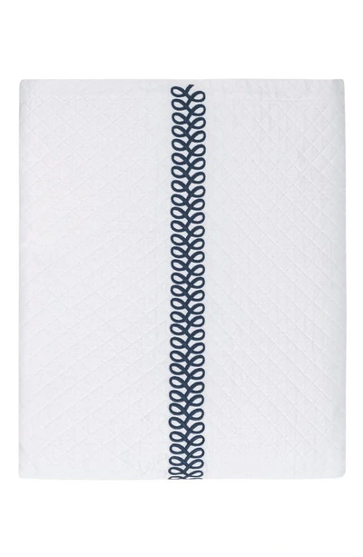 Matouk Astor Braid Matelassé Coverlet In Indigo