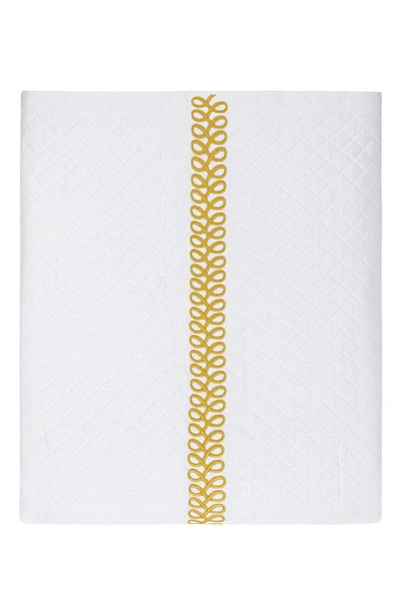 Shop Matouk Astor Braid Matelassé Coverlet In Lemon