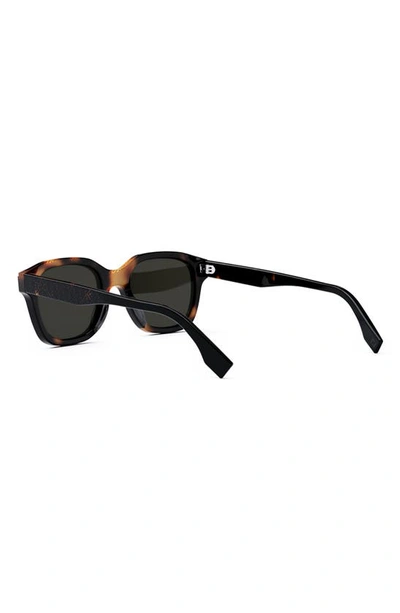 Shop Fendi The  Bilayer 51mm Geometric Sunglasses In Shiny Black / Smoke