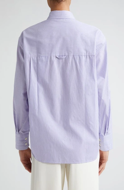 Shop Maria Mcmanus Oversize Organic Cotton Button-up Shirt In Lilac Stripe