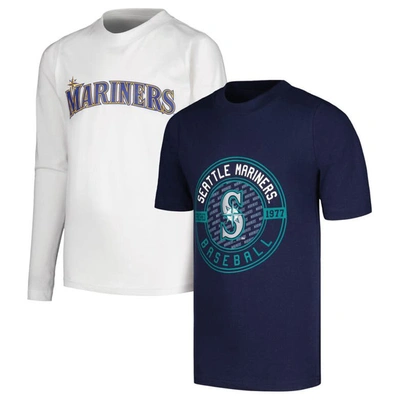 Shop Stitches Youth  Navy/white Seattle Mariners T-shirt Combo Set