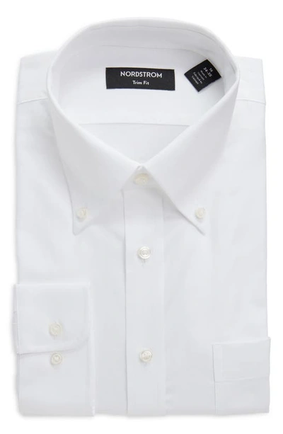 Shop Nordstrom Trim Fit Royal Oxford Solid Dress Shirt In White Royal Oxford