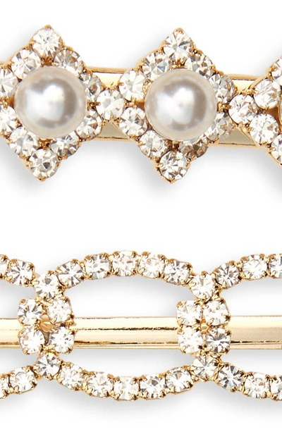 Shop Tasha Assorted 4-pack Rhinestone & Pearly Bead Hair Clips In Gold