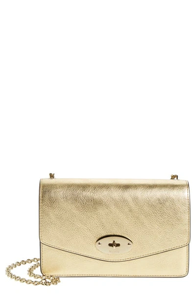 Shop Mulberry Small Darley Leather Clutch In Soft Gold Leaf
