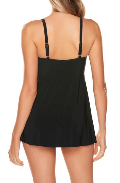 Miraclesuit Solid Criss-cross Underwire Tankini Top D-ddd Cups In Black