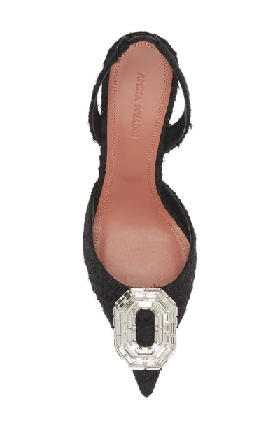 Shop Amina Muaddi Camelia Crystal Buckle Pointed Toe Slingback Pump In Black